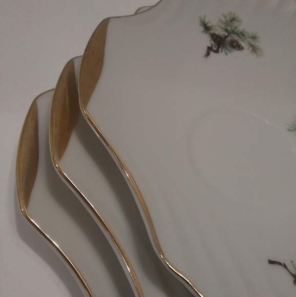 3 Japan Moss Snack Luncheon Plates with Tea Cups holder - Picture 12 of 12